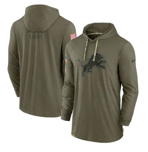 Detroit Lions 2022 Olive Salute To Service Tonal Pullover Hoodie